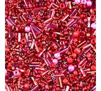 2000PCS Mixed Glass Bugle Beads Glass Red Seed Beads Microbeads Tube Bead for Jewelry Making 1.5-4.5mm Small Embroidery Bead for Jewelry Making