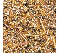 2000PCS Mixed Glass Bugle, Seed, Micro & Tube Beads - Gold, 1.5-4.5mm - Embroidery & Jewelry Making