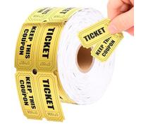 2000PCS Raffle Tickets Double Roll, Consecutively Numbered, Metallic Events Carnivals Entry Class Reward Prizes, Easy to Tear(Gold)