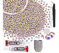 2000PCS SS16/4mm Crystal Rhinestones (Crystal AB) with 2Pcs 10ml B7000 Jewelry Glue, Bedazzling Flatback Glass Rhinestones for Crafting, Gems Diomand Charms for Tumbler Shoes Clothing Mugs Nail Art