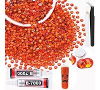 2000PCS SS16/4mm Crystal Rhinestones (Orange/Hyacinth) with 2Pcs 10ml B7000 Jewelry Glue, Bedazzling Flatback Glass Rhinestones for Crafting, Gems Diomand Charms for Tumbler Shoes Clothing Nail Art