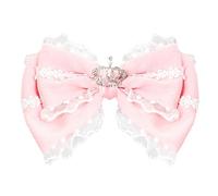 2000s Lace Bowknot Headpiece Hair Styling Accessory with Ruffle Trim Design for Costume Parties Special Event Gathering Fashionable Hair Bow