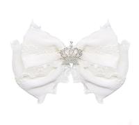 2000s Lace Bowknot Headpiece Hair Styling Accessory with Ruffle Trim Design for Costume Parties Special Event Gathering Fashionable Hair Bow