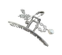 2000s Metallic Hair Clip with Crossed and Cool Pin Design for Various Hairstyle Party Daily Use Anime Fashion Accessories Metal Hair Clip with Crossed Design