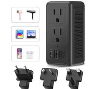 2000W 220V to 110V Voltage Converter US to Europe Travel Adapter Universal International Travel Adapter with 2 USB A and 2 USB C Adapters