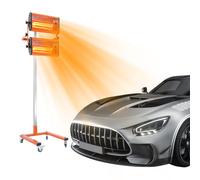 2000W Car Infrared Paint Heating Heater Lamp Spray Baking Workshop Curing Dryer With Stand Light Vprofessional Drying Automotive Dual 1000W Lamps 0-60 Min Timer Adjustable Height For Auto Body Repair