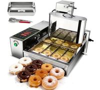 2000W Commercial Donut Making Machine, 4/6 Rows Automatic Donut Maker with Intelligent Control Panel, Auto Flip & Adjustable Thickness, for Bakeries, Cafes & Donut Shops 4 Rows