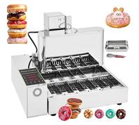 2000W Commercial Donut Making Machine, 4/6 Rows Donuts Making Equipment, Stainless Steel Frying Auto Fryer, 360 pcs/hour Electric High Power Doughnut Maker, Street Food Snack Food Equipment