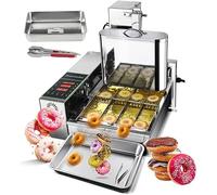 2000W Commercial Donut Making Machine,Digital Donut Fryer Auto Flip Adjustable Donut Thickness, 4/6 Rows Mini Donut Maker with Intelligent Control Panel,CE/FCC/CCC/PSE 4Row
