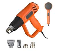 2000W Corded Heat Gun, Hot Air Gun Kit 2 Temperature Settings 300℃ or 600℃, Lightweight Compact Heat Gun with 4 Nozzles, for Removing Paint, Varnish, Dissolve Adhesives (Orange)