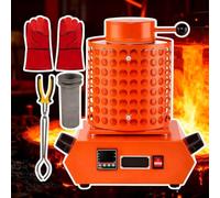 2000w Digital Electric Gold Melting Furnace, 2102℉ Temperature Control, Metal Smelting Machine With Graphite Crucible For Scrap Gold, Silver, And Metal Casting Orange 1kg