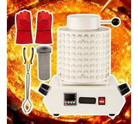 2000w Digital Electric Gold Melting Furnace, 2102℉ Temperature Control, Metal Smelting Machine With Graphite Crucible For Scrap Gold, Silver, And Metal Casting White 2kg