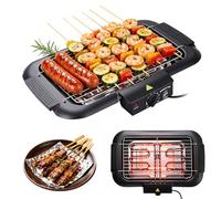 2000W Electric Grill, 6-Stage Temperature Control up to Max 350°C, Low Smoke, Height Adjustable, Contact Grill, Tabletop Grill, Electric for Garden Parties, Camping and Family Celebrations