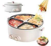 2000W Electric Pots 4 Compartment, 6L Multi-Functional Household Hot Pot, Independent Temperature Control on Both Sides, Four Grid Electric Chafing Dish Stew Pot Cooker for Home Dormitory