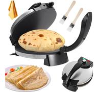 2000W Electric Roti Maker, 12 Inch Tortilla Press with 250℃ Adjustable Temperature & Double-sided Heating, Non-Stick Plates for Pancakes, Crepes, Pizza & Pita
