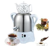 2000W Electric Turkish Samovar, Electric Turkish Tea Maker with Keep Warm Function, 3L Stainless Steel Teapot and 1L Ceramic Teapot, Fast Heating Perfect for Brewing Coffee and Various Teas