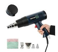 2000W Hot Air Gun, Digital Display Heating Gun with 60-600°C Stepless Variable Temperature, 2 Speed 300/600L/min with 4 Nozzles for Paint Removal Shrink Wrap