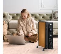 HOMCOM 2000W Digital Oil Filled Radiator, 9 Fin, Portable Electric Heater with LED Display, 24-Hour Timer, 3 Heat Settings, Safety Cut-Off and Remote Control, Black