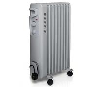 2000W Oil Filled Radiator Electric Heater Portable Free standing Radiator Grey Futura Light Grey One Size