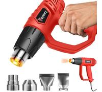 2000W Professional Heat Gun Dual Temp, Mini Handheld Hot Air Gun with 4 Nozzles, 300℃ & 600℃ Variable Temperature Control, Electric Heats Guns for Paint Stripping, Shrinking PVC, DIY Crafts, Red