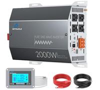 2000W Pure Sine Wave Inverter, 12V DC to 110V 120V, 4000W Max Power Inverter with 4 AC Outlets, USB Port, Type C, LCD Display with Remote Control for Truck, RV,