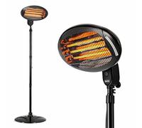 2000w Rounded Standing Outdoor Patio Heater | 3 Energy Efficient Heat Settings | 2KW Electric Quartz Freestanding Portable Heater with 9kg Base Weight & Portable for Ease