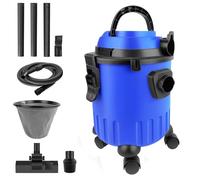2000W Vacuum Cleaner Wet and Dry with 4 Caster Wheels, Filter, Crevice Nozzle,15L Container Volume Industrial Vacuum Cleaner with Wet/Dry/Blower Functions, 19000pa Powerful Suction, for Workshop, Blue