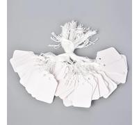 2000x Quality White Strung Price Ticket Tags with Cotton String, Classic Boutique Swing Labels for Retail Clothing, Gifts, Jewellery & Accessories, Plain White Pricing Tags - 57x37mm (E-27)