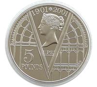 2001 100th Anniversary Queen Victoria £5 Five Pound Proof Coin in with Capsule Coin Holder in a Pouch Wallet