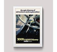 2001 - A Space Odyssey Stanley Kubrick Film Movie Poster Wall Art Print various sizes, Framed or unframed. (A4 Framed - White Frame)
