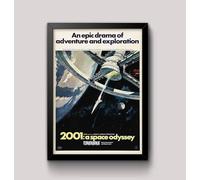 2001 - A Space Odyssey Stanley Kubrick Film Movie Poster Wall Art Print various sizes, Framed or unframed. (A4 Framed - Black Frame)