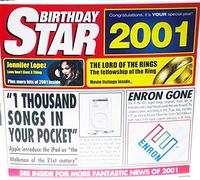 2001 BIRTHDAY STAR Retro Greeting Card & CD Gift - 2001 Music Chart Hits Compilation CD & Year Greetings Card 6 x 5.5inches