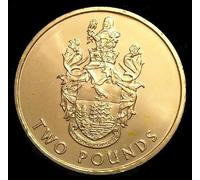 2002 Ascension & St Helena Coat of Arms AUNC £2 Two Pounds Coin with Coin Holder in a Pouch Wallet