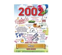 2002 UK Facts 22nd Birthday Personalised ANY NAME Colourful Birthday Greeting Card Memories Back in the Year Of Birth -199