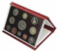 2003 United Kingdom 11 Coin Proof Set Complete with Red Leather Deluxe Case and Certificate of Authenticity