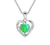2004 Necklace Necklace Woman Beating Dazzling Heart Shaped Pendant Small Pendant Woman Chain for Necklaces (Green, One Size)