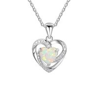 2004 Necklace Necklace Woman Beating Dazzling Heart Shaped Pendant Small Pendant Woman Chain for Necklaces (White, One Size)