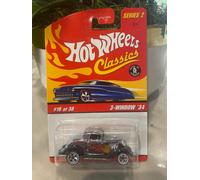 2005 Hot Wheels Classics Series 2 18/30 3-WINDOW '34 Chrome w/White Wall 5 Spoke