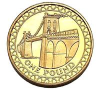 2005 Wales MENAI STRAITS Bridge Old Round Brilliant Uncirculated £1 Pound Coin with Acrylic Coin Holder