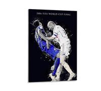 2006 FIFA World Cup Final Poster Soccer Art Print Vintage Football Wall Decor Sports Fan Gift Italian Vs French Players Artwork Unique Home Decoration Gift 20x30inch Framed