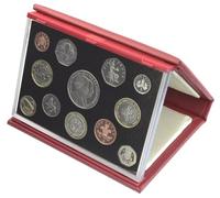 2007 United Kingdom 12 Coin Proof Set Complete with Red Leather Deluxe Case and Certificate of Authenticity