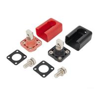 200A Copper Battery Terminal for Lithium Energy Storage, High-Current All-Copper Connector with 2PCS Red+Black Posts, Compatible with 200A Systems