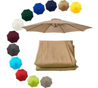 200cm 230cm 250cm 270cm 300cm 350cm/6ribs 8 Ribs Replacement Parasol Fabric Cover, Sun Umbrella Replacement Cloth, Garden Parasol Canopy Cover(Khaki,11.4ft(350cm)/8 arms)