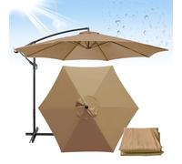 200cm/270cm/300cm +6 Arms/8 Arms Parasol, Outdoor Table Umbrella Fabric Canopy Cover, Replacement Umbrella Canopy for Garden Patio Yard Beach Pool Market Table(Khaki,(8Rib) 2.7m/106in)