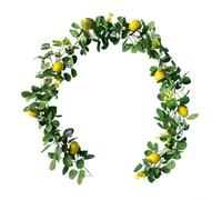 200cm Artificial Lemon Garland, Spring Summer Fruit Garland with Lemon Daisies and Green Leaves, Lemon Garland Hanging Wreath for Table Centrepiece Home Decoration