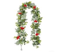 200Cm Christmas Pine Garland, Artificial Pine Garland With Needles Red Berry, For Outdoor Staircase And Porch Decoration (B)