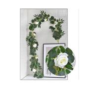 200cm Flower Garland Artificial Rose Eucalyptus Willow Leaves Vine Home Wedding Hanging Decor