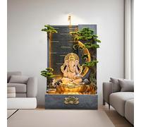 200cm Ganesha Indoor Resin Water Fountain - Zen Decor with LED Lights & Flowing Water Feature Buddha Fountain Large Water Curtain