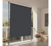 200cm Manual Retractable Outdoor Roller Blind with Hand Crank Height Adjustable Sunshade for Backyard Garden Patio - Grey UV Protection & Privacy