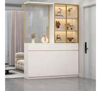 200cm Privacy Room Divider with Opaque Tempered Glass Floor-to-Ceiling Wooden Partition & Storage Space Ideal for Entryways Studies & More (F 140cm)
